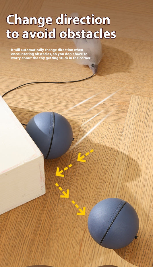 Smart Interactive Cat Toy – Motion-Activated Teaser Ball with Mouse Attachment