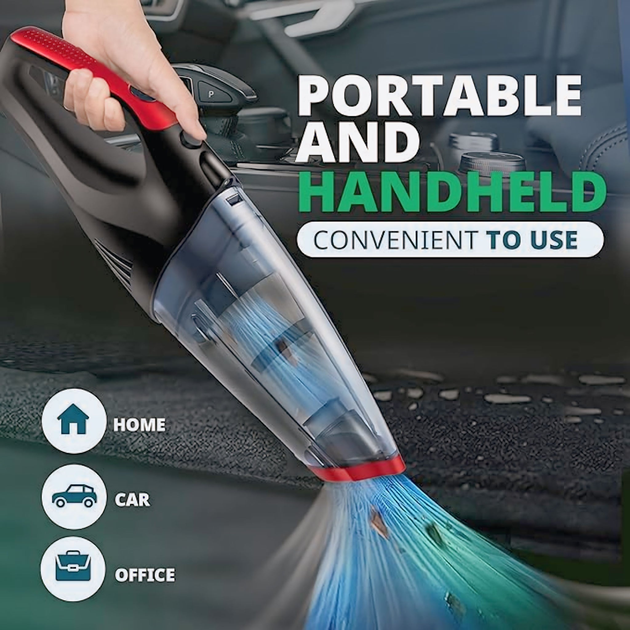 120W Portable Cordless Car Vacuum Cleaner with USB Charging