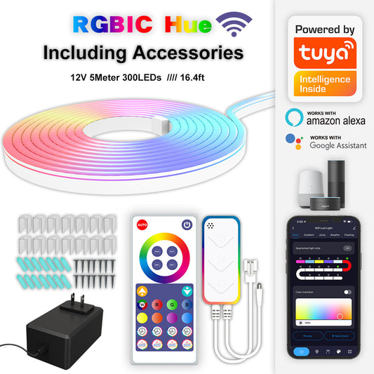 Smart WiFi-Enabled Music-Sync Neon Light Bar with Remote Control and Dynamic Visual Effects