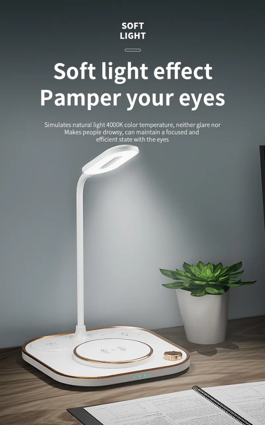 LumiCharge 3-in-1 Wireless Charging Desk Lamp